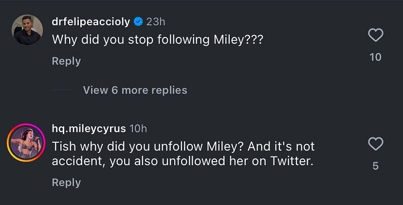 Fans bombarded Tish Cyrus's Instagram with questions after she reportedly unfollowed Miley Cyrus (Image via @tishcyruspurcell/Instagram)